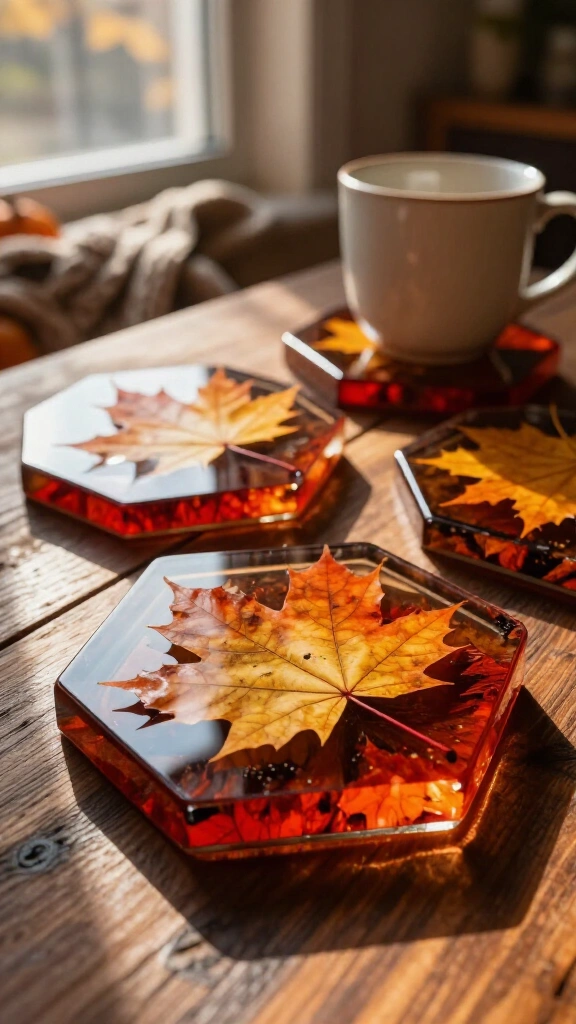 Pressed Leaf Resin Coasters