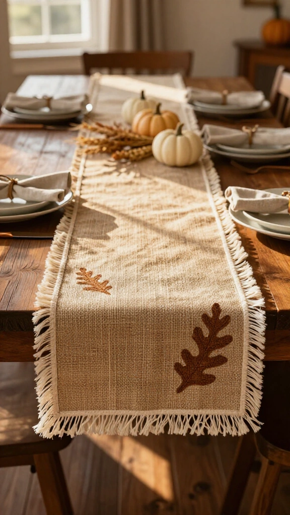 Rustic Burlap &amp; Twine Table Runner