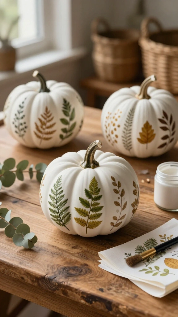Decoupage Botanical White Pumpkins