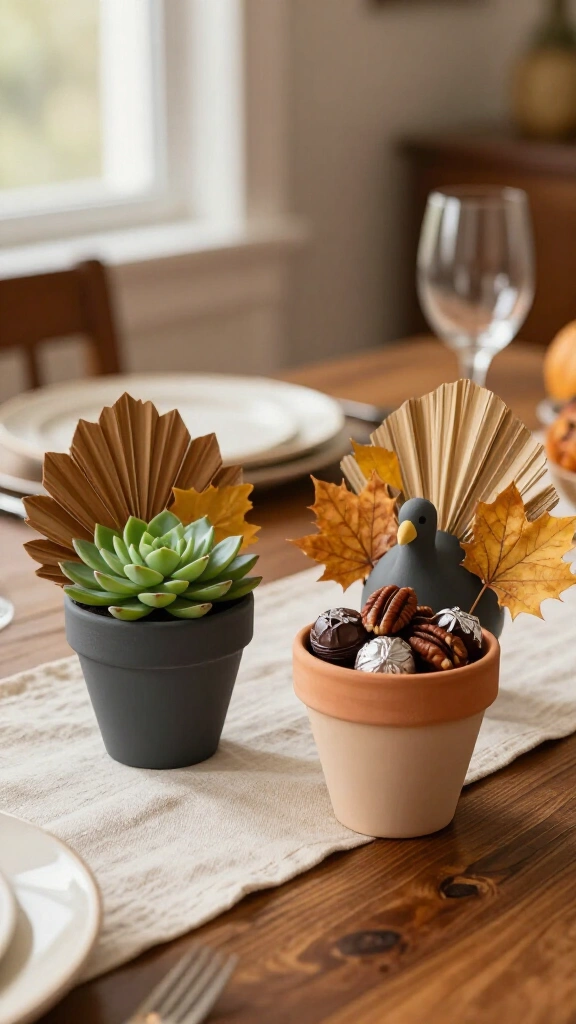 Painted Terracotta Pot Turkeys
