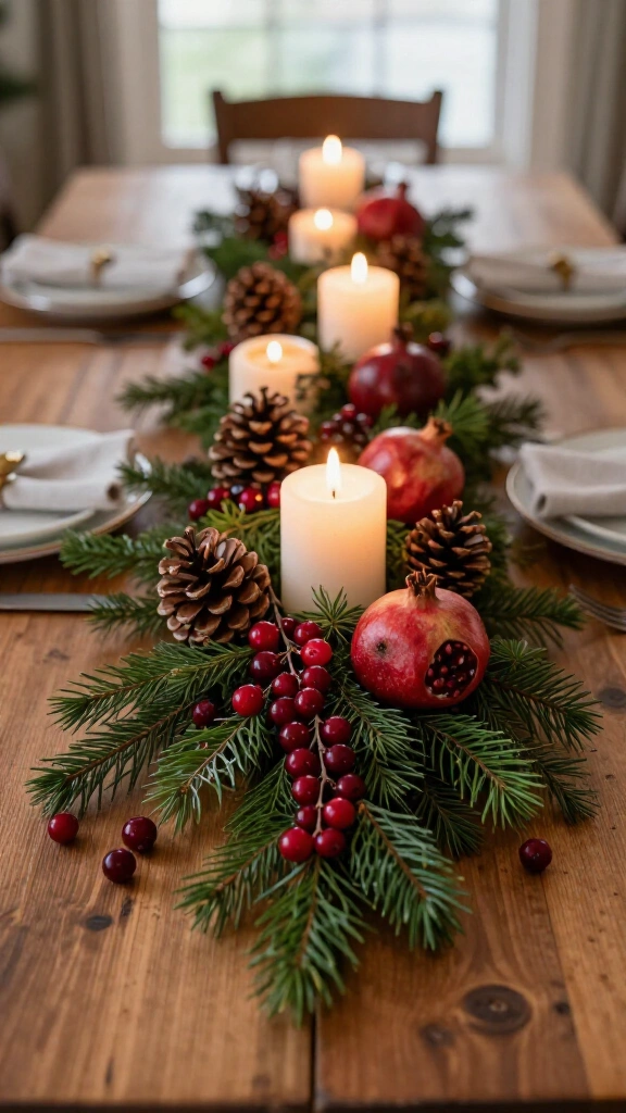 Cranberry &amp; Cedar Table Garland