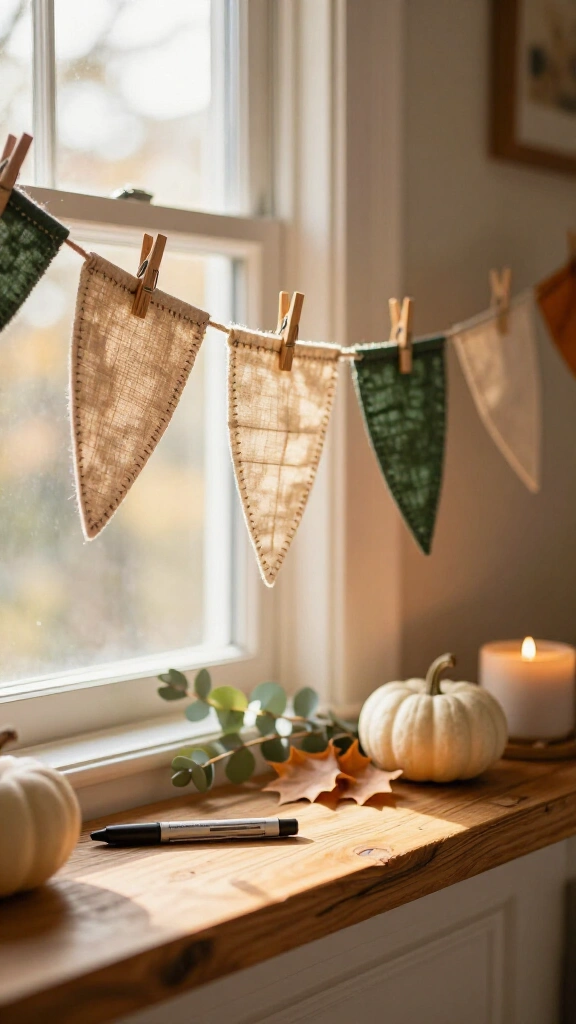 Hand-Stitched Linen Gratitude Banner