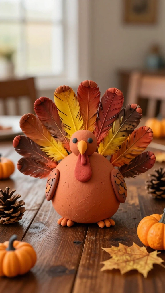 Air-dry clay turkey centerpieces