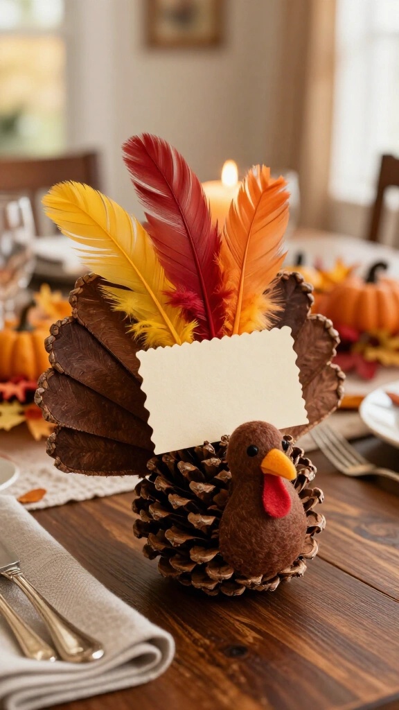 Pinecone turkey table markers