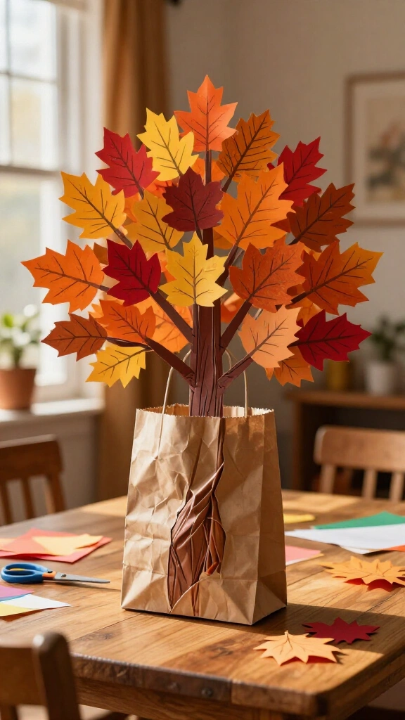 Paper bag Thanksgiving gratitude tree