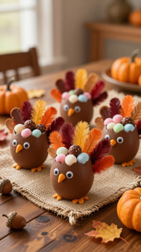 Egg carton turkey cups