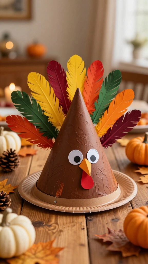 Paper plate turkey party hats