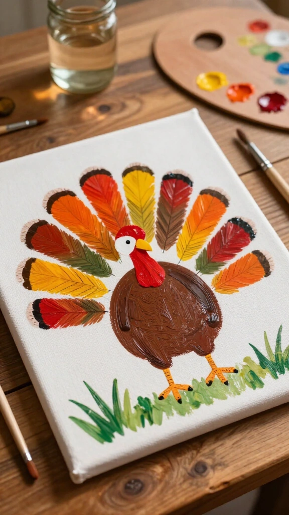Handprint turkey keepsake canvases
