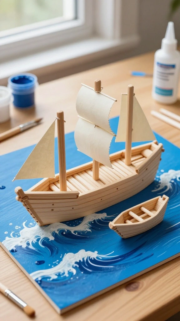Popsicle stick Mayflower ships