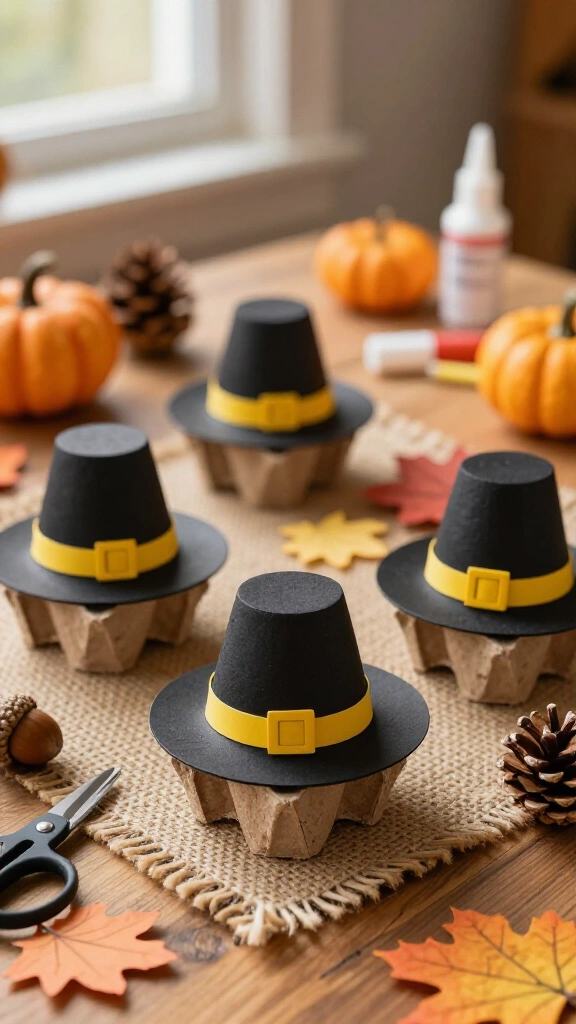 Egg carton pilgrim hats
