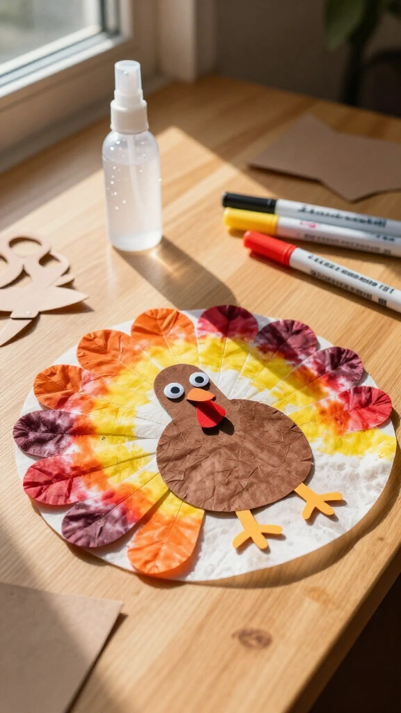 Tie-dye coffee filter turkeys