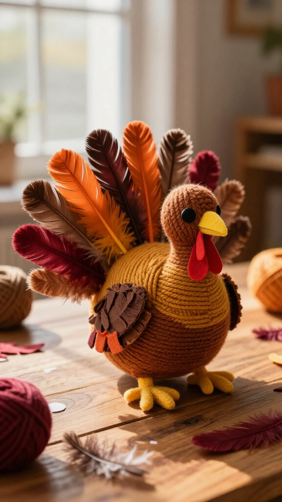 Cozy yarn-wrapped turkeys