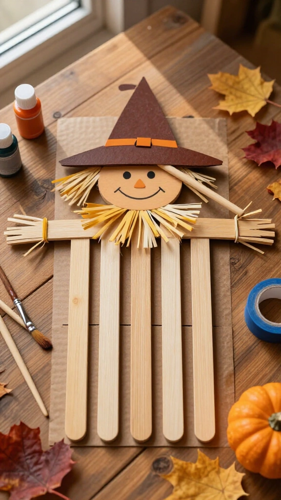 Popsicle stick scarecrows