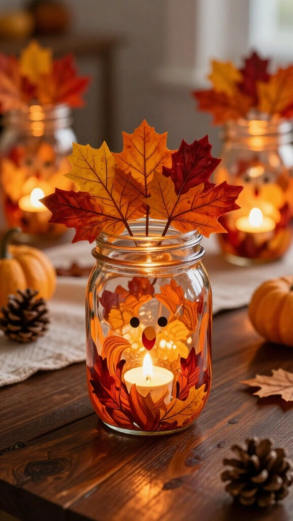 Mason jar turkey lanterns