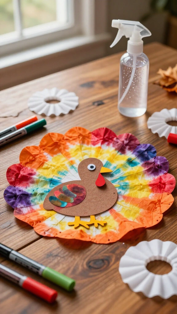 Tie-dye coffee filter turkeys