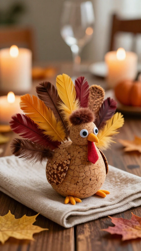 Wine cork and feather table gobblers