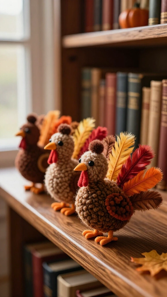 Pompom and feather mini turkey