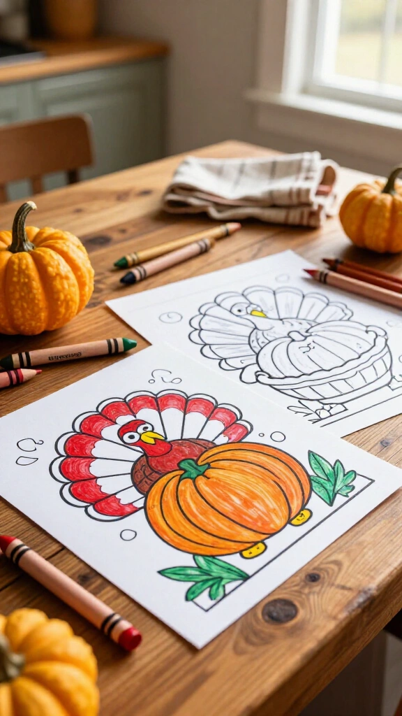 Printable Thanksgiving color-by-number sheets