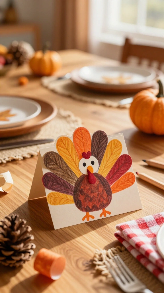 Printable turkey place cards for the kids' table