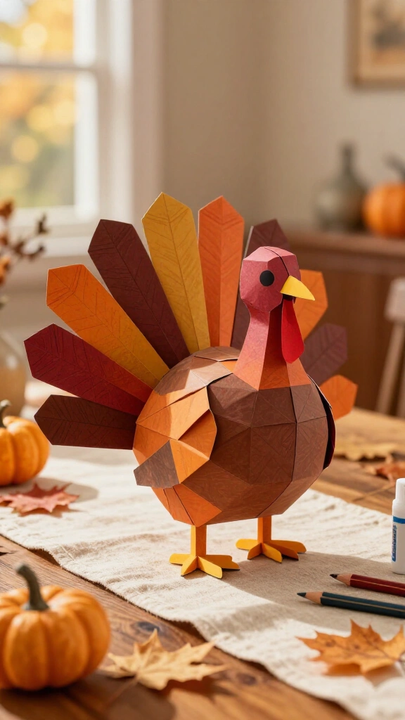 Printable 3D paper turkey craft