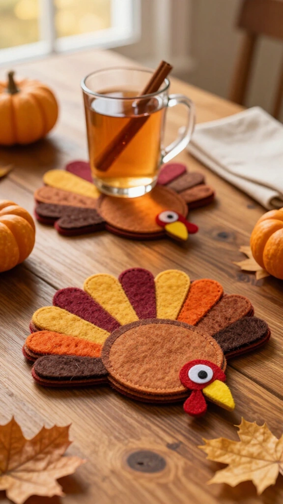 Felt hand turkey coaster