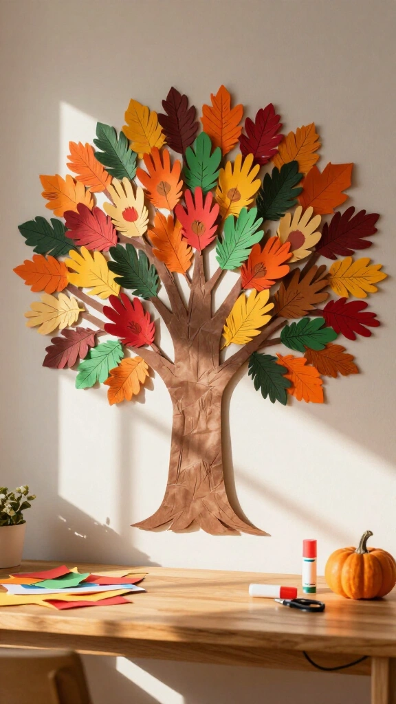 Gratitude tree handprint leaf turkey
