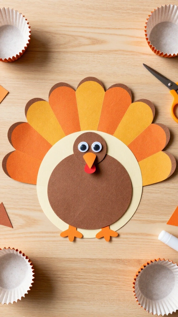 Cupcake liner & handprint turkey