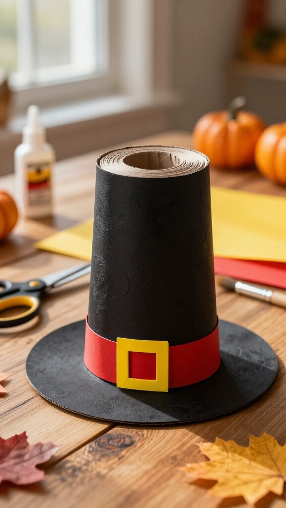 Cardboard roll pilgrim hat