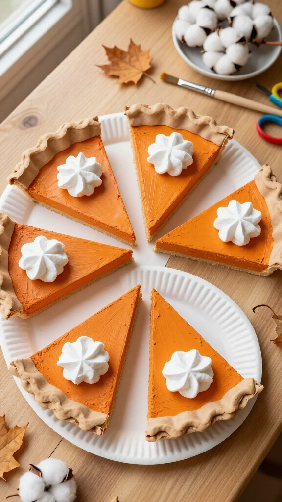 Paper plate pumpkin pie slices
