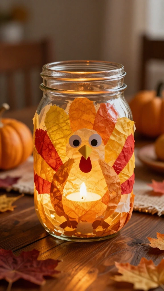 Mason jar turkey lantern