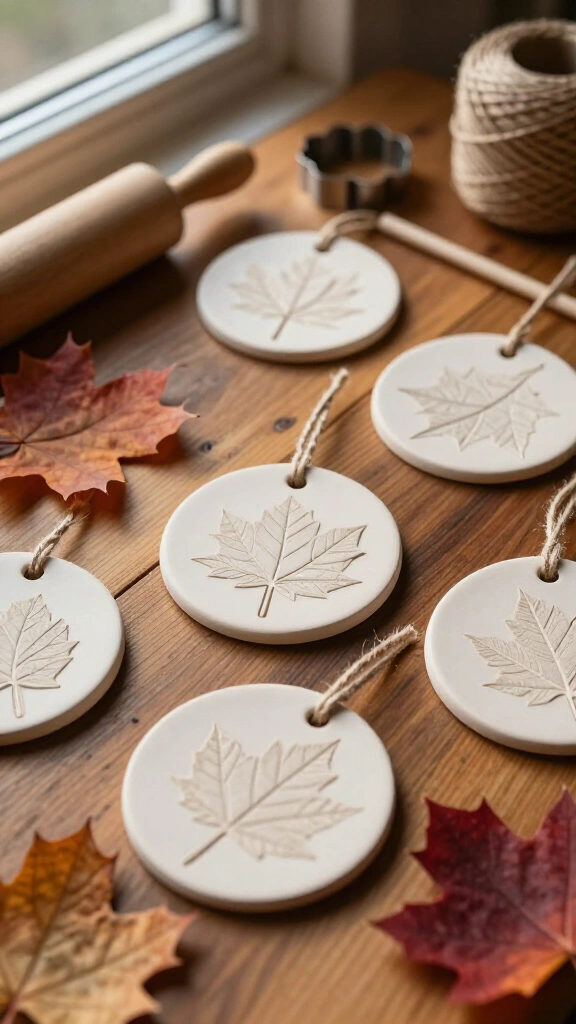 Leaf Impression Clay Ornaments