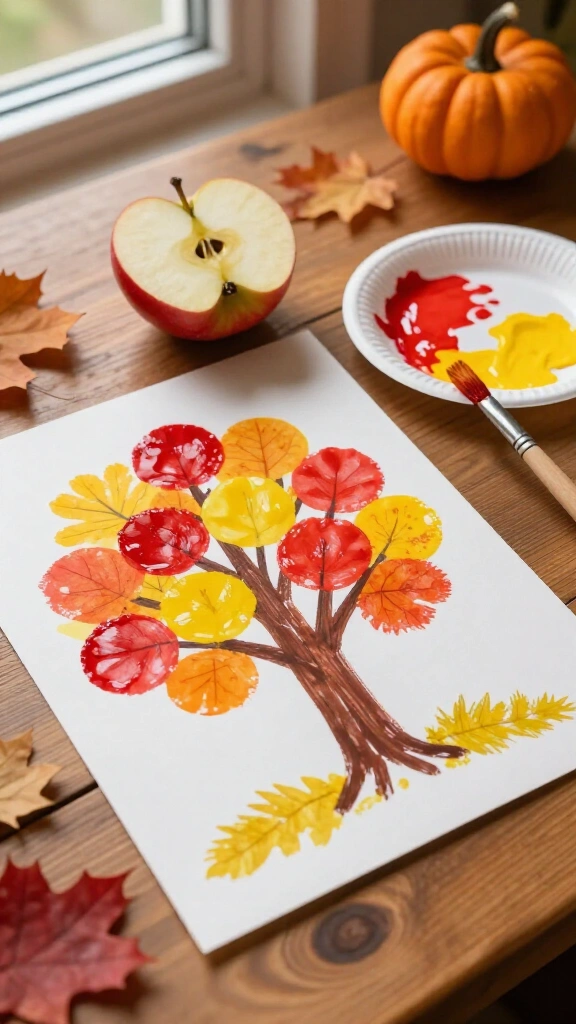 Apple Stamp Fall Trees