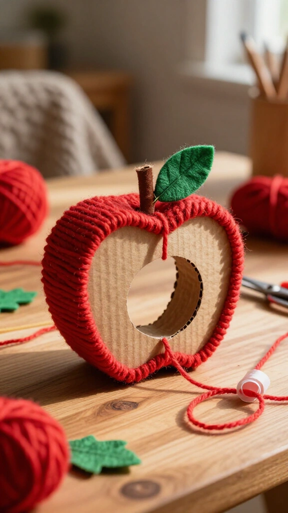 Yarn-Wrapped Cardboard Apples