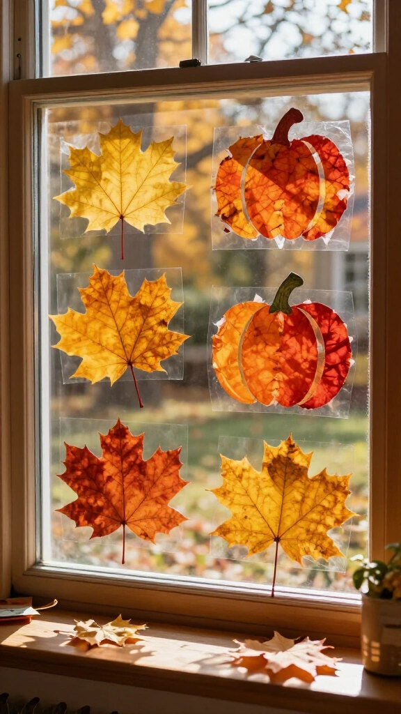 Contact Paper Fall Leaf Suncatcher