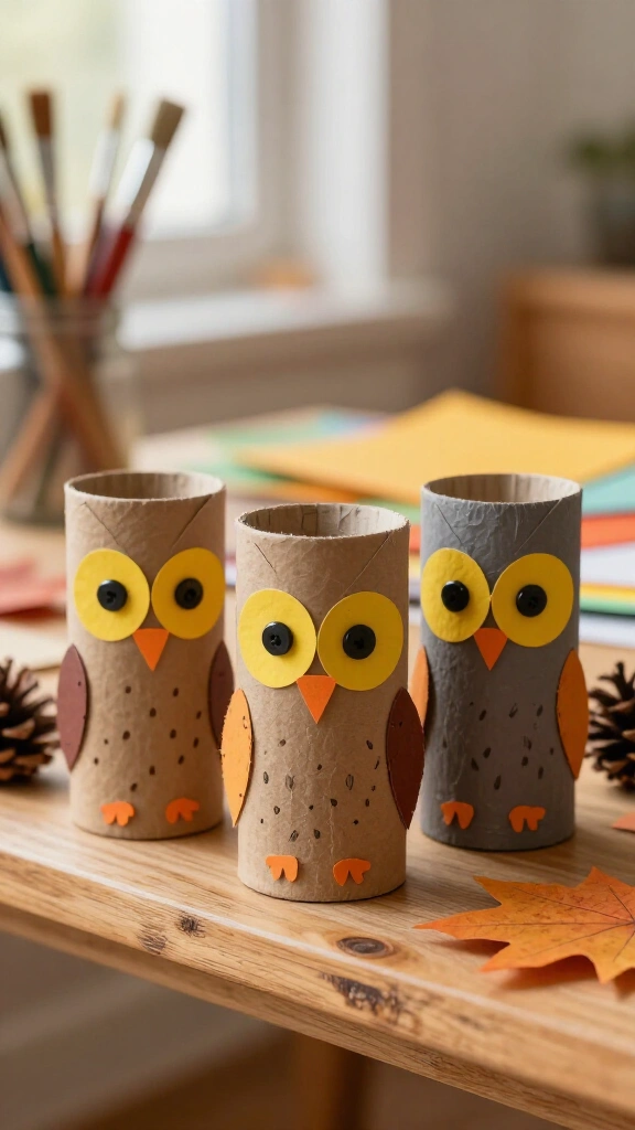 Cardboard Roll Owls