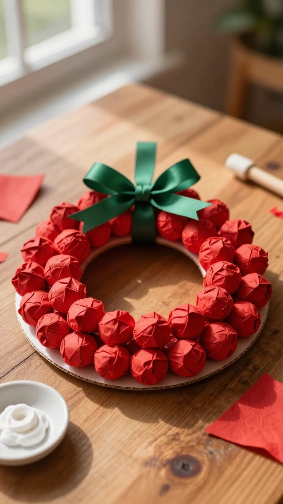 Tissue Paper Cranberry Wreath