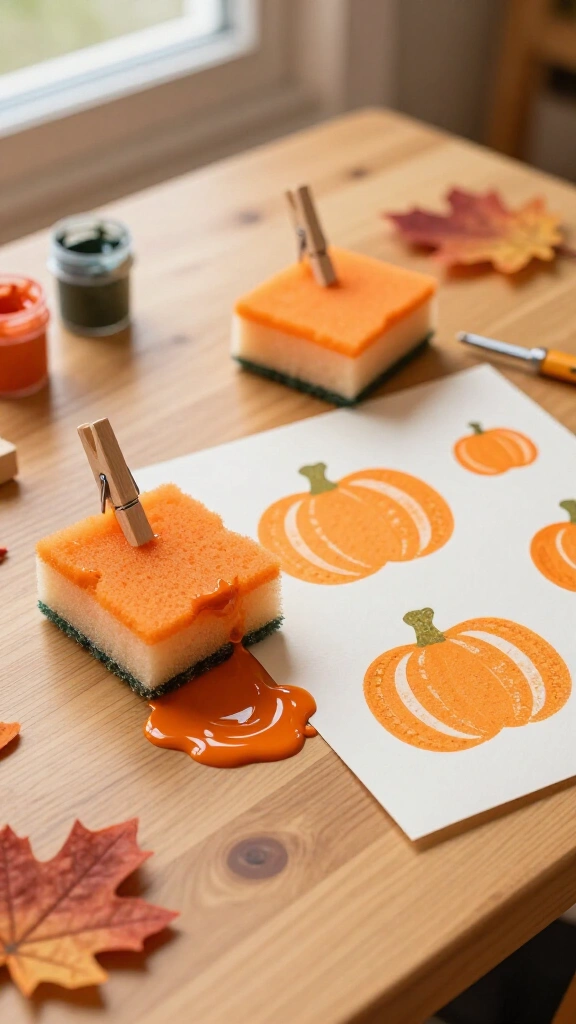 Sponge painted Thanksgiving pumpkin