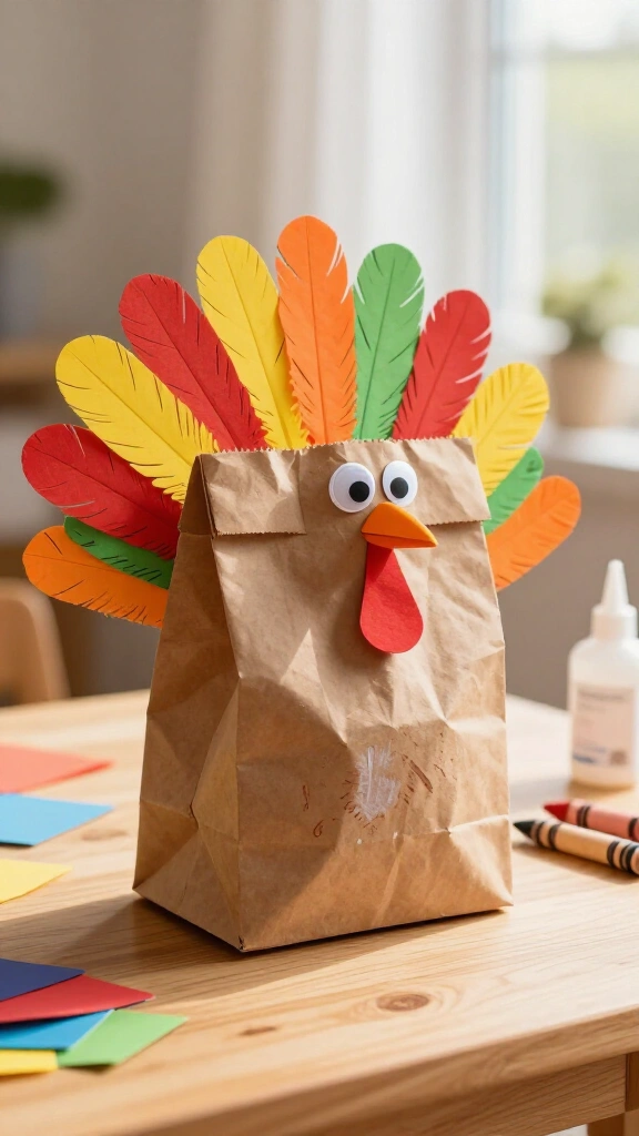 Paper bag turkey puppet