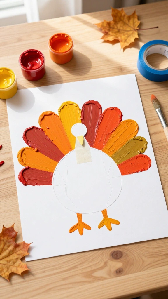 Masking tape resist turkey art