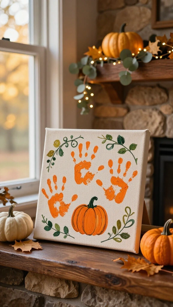 Handprint pumpkin patch canvas