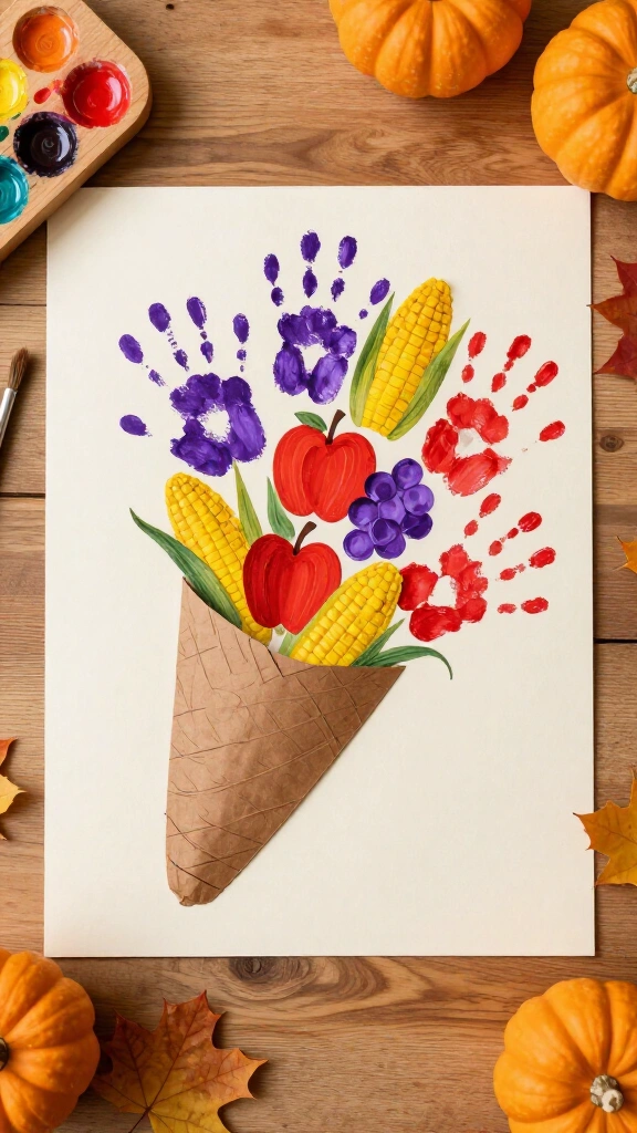 Handprint cornucopia craft