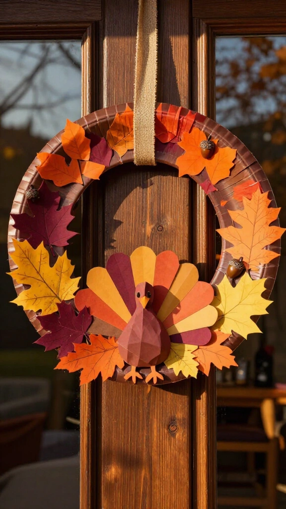 Paper plate Thanksgiving wreath
