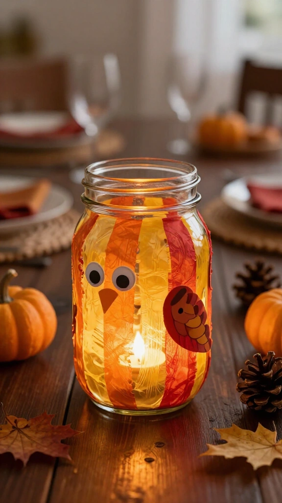 Mason jar turkey lantern