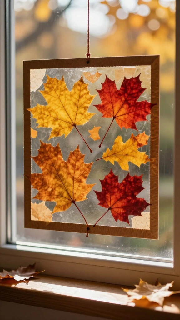 Autumn leaf gratitude suncatcher