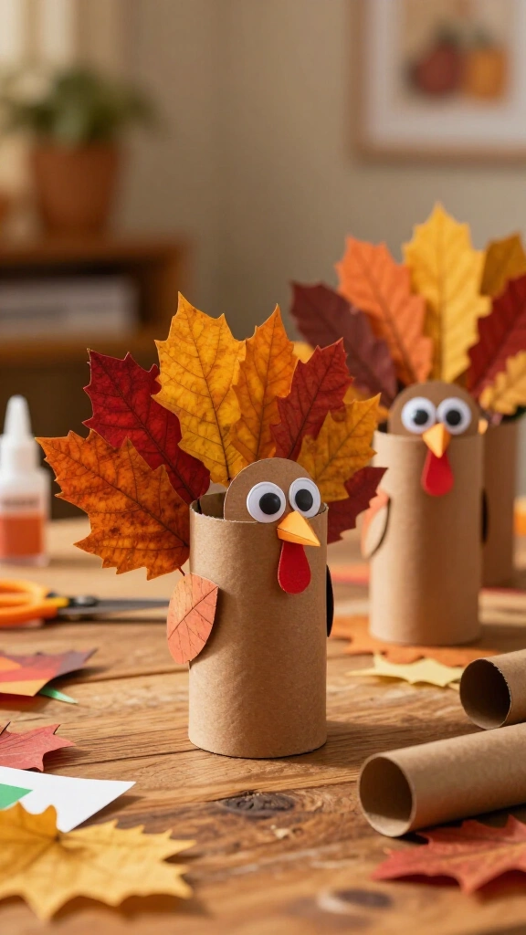 Upcycled toilet paper roll turkey