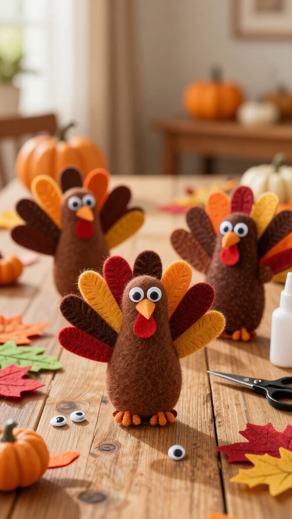 Felt and foam turkey finger puppets