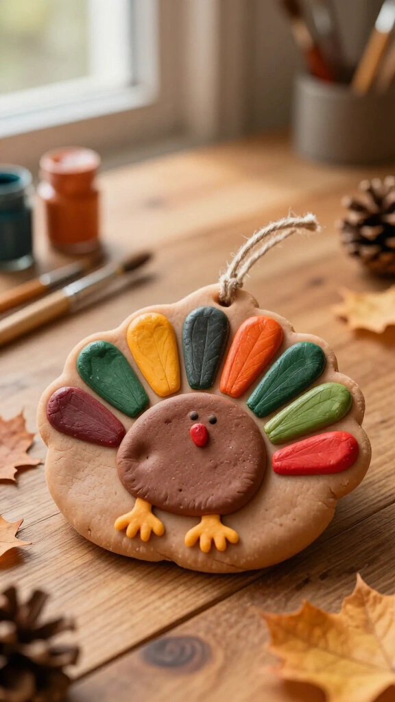 Salt dough turkey footprint keepsakes