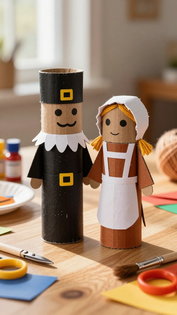 Cardboard roll Thanksgiving Pilgrims