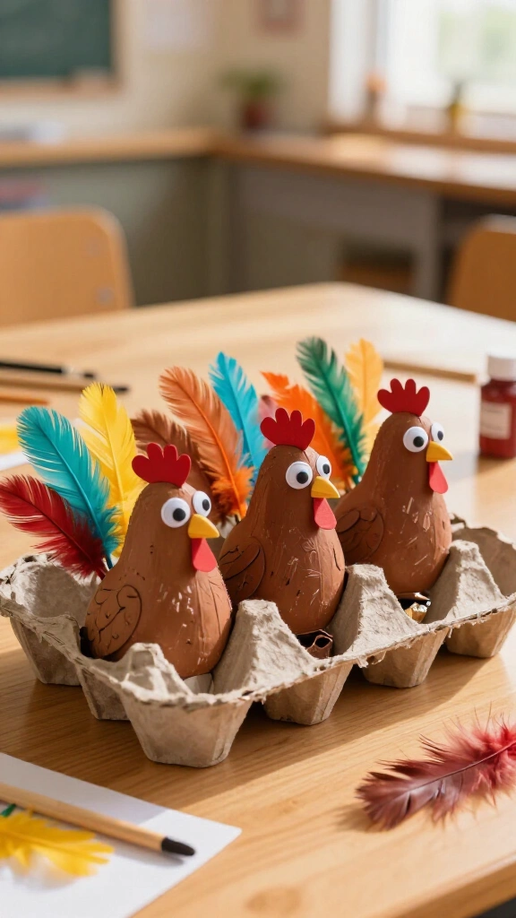 Egg carton turkey craft