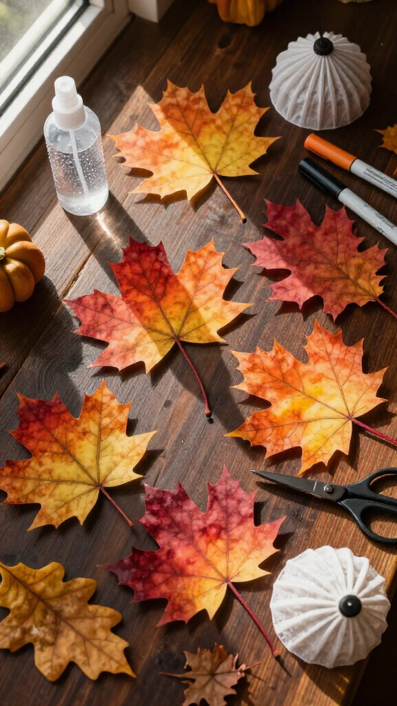 Coffee filter fall leaves